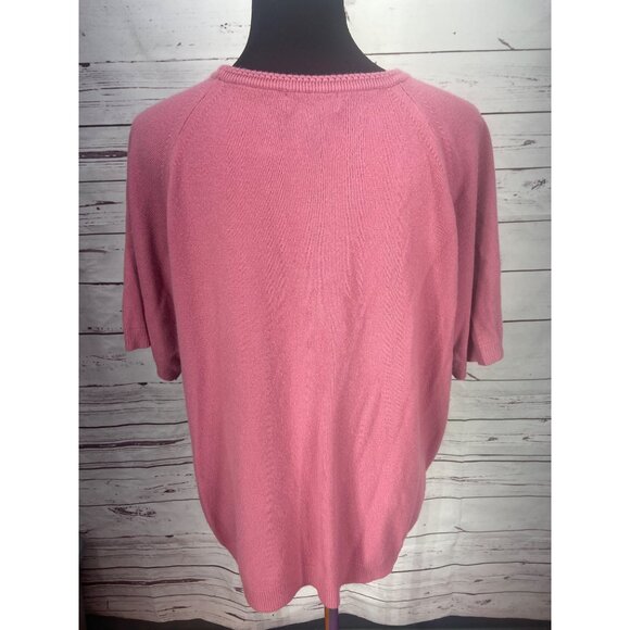 Designers Original‎ Woman Luxelon Size 2X Rose Pink Short Sleeve Sweater - Picture 3 of 6